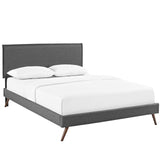 Camille Fabric Queen Platform Bed with Round Splayed Legs by Lefancy