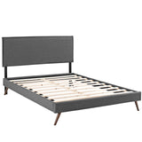 Camille Fabric Queen Platform Bed with Round Splayed Legs by Lefancy