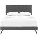 Camille Fabric Queen Platform Bed with Round Splayed Legs by Lefancy