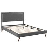 Jessamine Fabric Queen Platform Bed with Round Splayed Legs by Lefancy