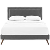 Jessamine Fabric Queen Platform Bed with Round Splayed Legs by Lefancy