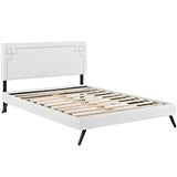 Josie Vinyl Full Platform Bed with Round Splayed Legs by Lefancy