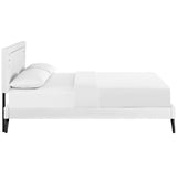 Josie Vinyl Full Platform Bed with Round Splayed Legs by Lefancy