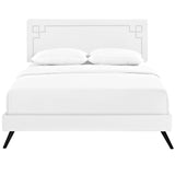 Josie Vinyl Full Platform Bed with Round Splayed Legs by Lefancy