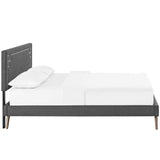 Josie Fabric Queen Platform Bed with Round Splayed Legs by Lefancy