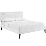 Josie Vinyl Queen Platform Bed with Squared Tapered Legs by Lefancy