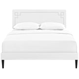 Josie Vinyl Queen Platform Bed with Squared Tapered Legs by Lefancy