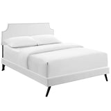 Laura Vinyl Full Platform Bed with Round Splayed Legs by Lefancy