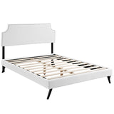 Laura Vinyl Full Platform Bed with Round Splayed Legs by Lefancy