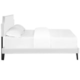 Laura Vinyl Full Platform Bed with Round Splayed Legs by Lefancy