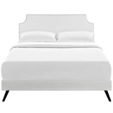 Laura Vinyl Full Platform Bed with Round Splayed Legs by Lefancy