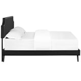 Laura Vinyl Queen Platform Bed with Round Splayed Legs by Lefancy