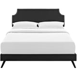 Laura Vinyl Queen Platform Bed with Round Splayed Legs by Lefancy