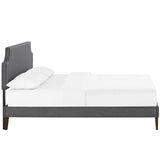 Laura Fabric King Platform Bed with Squared Tapered Legs by Lefancy