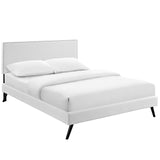 Phoebe Vinyl Full Platform Bed with Round Splayed Legs by Lefancy