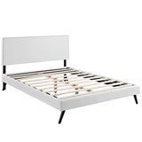 Phoebe Vinyl Full Platform Bed with Round Splayed Legs by Lefancy