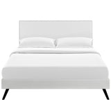 Phoebe Vinyl Full Platform Bed with Round Splayed Legs by Lefancy