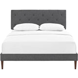 Terisa Fabric King Platform Bed with Squared Tapered Legs by Lefancy