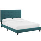 Melanie Tufted Button Upholstered Fabric Queen Platform Bed by Lefancy