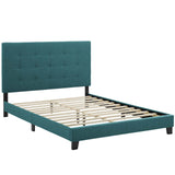 Melanie Tufted Button Upholstered Fabric Queen Platform Bed by Lefancy