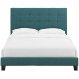 Melanie Tufted Button Upholstered Fabric Queen Platform Bed by Lefancy