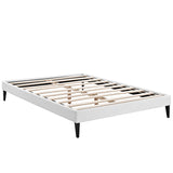 Tessie Vinyl Queen Bed Frame with Squared Tapered Legs by Lefancy