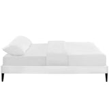 Tessie Vinyl Queen Bed Frame with Squared Tapered Legs by Lefancy