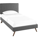 Amaris Fabric Twin Platform Bed with Round Splayed Legs by Lefancy