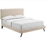 Amaris Fabric Queen Platform Bed with Round Splayed Legs by Lefancy