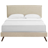 Amaris Fabric Queen Platform Bed with Round Splayed Legs by Lefancy