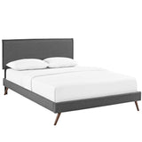 Amaris Fabric Queen Platform Bed with Round Splayed Legs by Lefancy