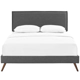 Amaris Fabric Queen Platform Bed with Round Splayed Legs by Lefancy