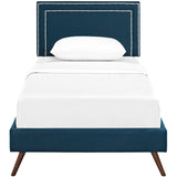 Virginia Fabric Twin Platform Bed with Round Splayed Legs by Lefancy