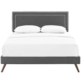 Virginia Fabric Queen Platform Bed with Round Splayed Legs by Lefancy