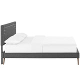 Ruthie Fabric Queen Platform Bed with Round Splayed Legs by Lefancy