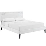 Ruthie Vinyl Queen Platform Bed with Squared Tapered Legs by Lefancy