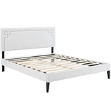 Ruthie Vinyl Queen Platform Bed with Squared Tapered Legs by Lefancy