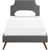 Corene Fabric Twin Platform Bed with Round Splayed Legs by Lefancy