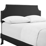 Corene Vinyl Queen Platform Bed with Round Splayed Legs by Lefancy