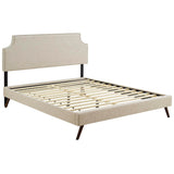 Corene Fabric Queen Platform Bed with Round Splayed Legs by Lefancy