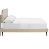 Corene Fabric Queen Platform Bed with Round Splayed Legs by Lefancy