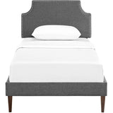 Corene Fabric Twin Platform Bed with Squared Tapered Legs by Lefancy