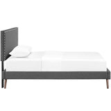 Macie Fabric Twin Platform Bed with Round Splayed Legs by Lefancy