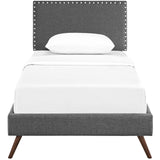 Macie Fabric Twin Platform Bed with Round Splayed Legs by Lefancy