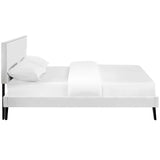 Macie Vinyl Full Platform Bed with Round Splayed Legs by Lefancy