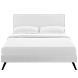 Macie Vinyl Full Platform Bed with Round Splayed Legs by Lefancy