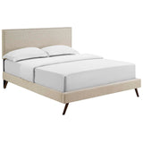 Macie Fabric Queen Platform Bed with Round Splayed Legs by Lefancy