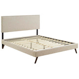 Macie Fabric Queen Platform Bed with Round Splayed Legs by Lefancy