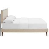 Macie Fabric Queen Platform Bed with Round Splayed Legs by Lefancy