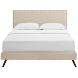 Macie Fabric Queen Platform Bed with Round Splayed Legs by Lefancy